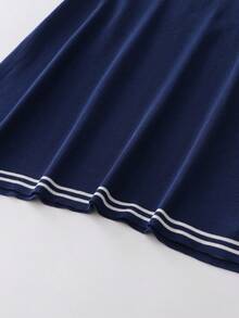 Franclia Women's Sleeveless Spring/Summer Lightweight Knee-Length Contrast Color A-Line Knit Dress - Royal Blue - View 6