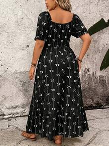 SHEIN Holidaya 女士甜美优雅花瓣袖连衣裙 - 黑色 - 查看 2