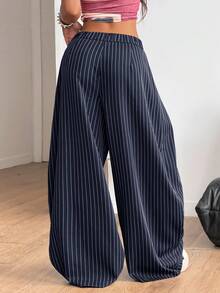 Coolane Quần dài nữ mùa hè kiểu vintage, phong cách hippie, dáng rộng, màu xanh rêu quân đội. - Màu xanh hải quân - Xem 5
