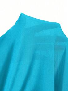 Mistrie Áo croptop màu vàng chanh và xanh lá cây, thiết kế cổ trễ vai, trang trí kim loại, quần lửng bó sát, chất liệu vải pha rayon bóng, thích hợp cho kỳ nghỉ, tiệc tùng, biểu diễn sân khấu, bộ jumpsuit gợi cảm dành cho nữ. - Màu xanh lam - Xem 8