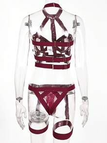 AltCore Conjunto De Lencería Sexy De Talla Grande De 4 Piezas Para Mujeres - Rojo violeta - Ver 2