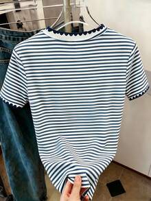 Resyla Women's Casual Slim Fit Striped T-Shirt/Summer - Multicolor - View 2