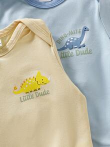 SHEIN 5pcs/Set Newborn Baby Cute Unisex Outfit, Romper + Pants + Hat, Summer - Multicolor - View 8