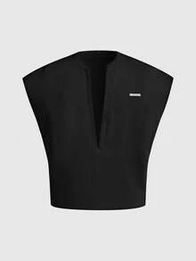 AXEPEAK Men's Metal Letter Casual Tank Top - Black - View 3