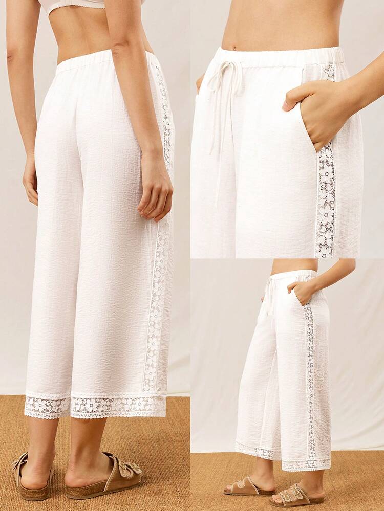 Plus Size Women's Lace- Yellow Linen Set