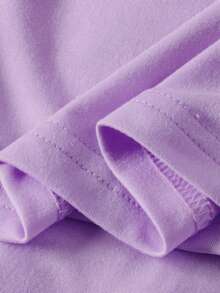 Genkimix Kids 2pcs/Set Girls (Small) Knitted Short Sleeve Apricot Floral Pearl Button Top T-Shirt And Solid Color Flared Pants Casual Elegant Children Summer Outfit Spring Clothes For Kids Kids Coords For Girls Young Girls Clothing Sets Kids Clothes For Girl Girls Clothing Sets Retro Outfit For Kids Spring Outfits For Girls Flower 2 Piece Set - Purple - View 8