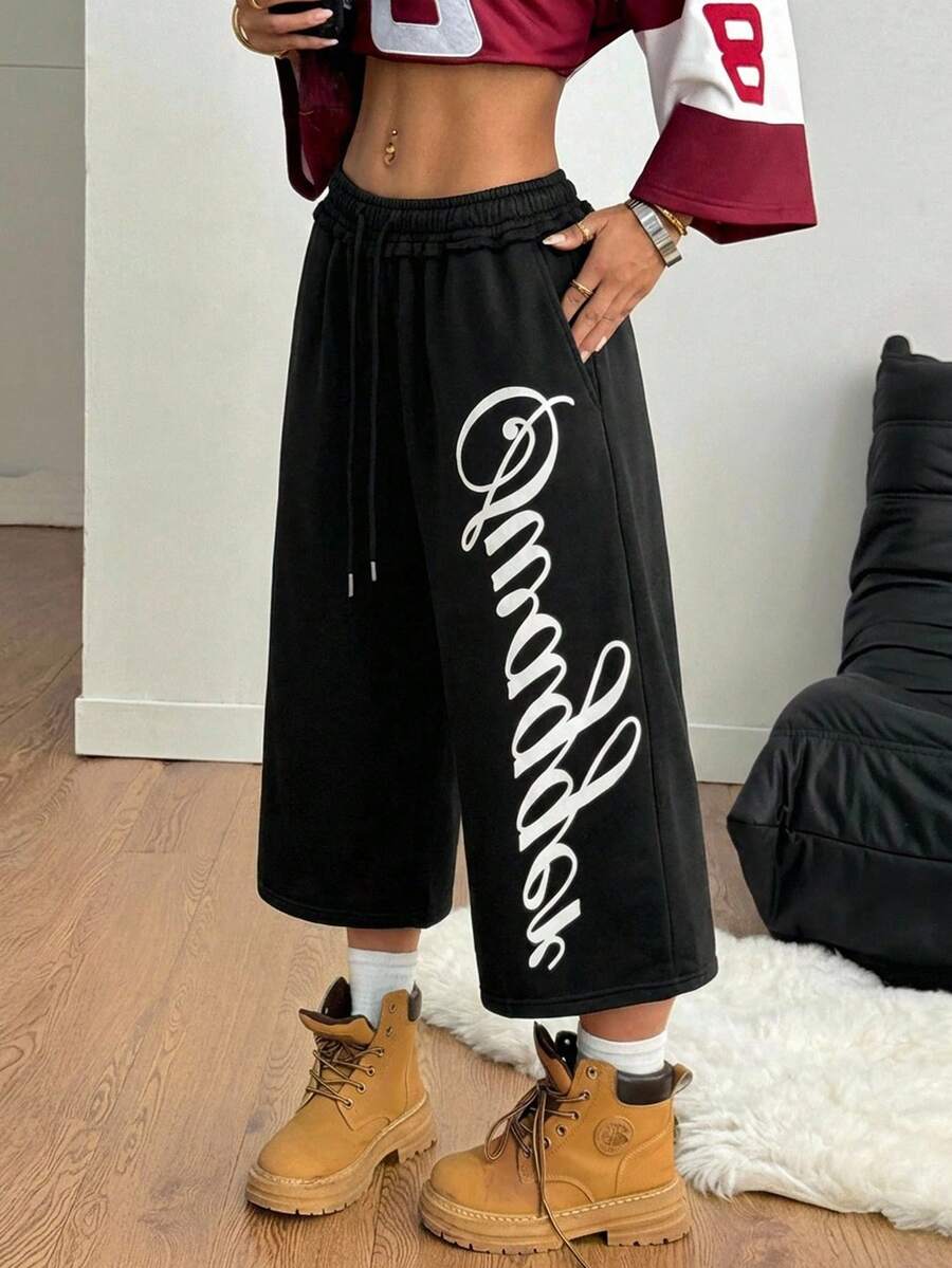 Coolane 女士春夏街头风复古水洗做旧舒适牛仔效果黑色短裤 - 黑色 - 查看 1