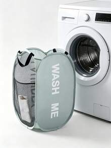 1 PC Multi-Color Foldable Pop-Up Mesh Breathable And Ventilated Portable Lightweight Anti-Rust With 2 Handles Space-Saving Quick-Opening Black Laundry Basket For Dirty Clothes Storage Box Suitable For Bathroom Laundry Room Bedroom Dormitory Travel Camping Home Organization All Seasons Foldable Laundry Basket - Multicolor white net - View 11