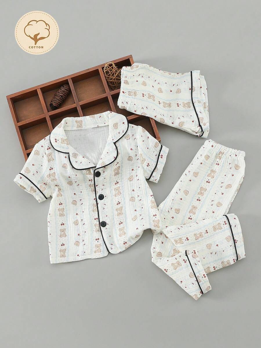 Baby Girls' 3 Pieces Set With Soft Muslin Polka Dot Print - Beige - View 1
