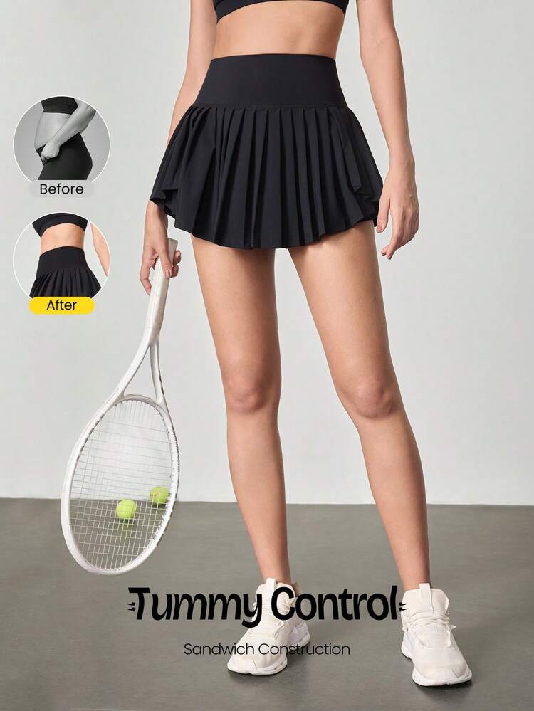 Spódnica tenisowa Ace Flex Tummy Control z plisami i wbudowanymi spodenkami, kieszeniami bocznymi, tenisowa, golfowa, codzienna
