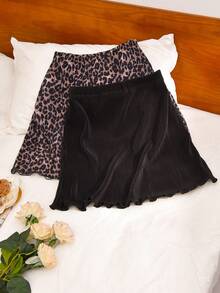 CosyJoli Plus Size Women's Elastic Waist Casual Skirt 2 Pieces Set - Multicolor - View 5