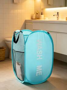 1 PC Multi-Color Foldable Pop-Up Mesh Breathable And Ventilated Portable Lightweight Anti-Rust With 2 Handles Space-Saving Quick-Opening Black Laundry Basket For Dirty Clothes Storage Box Suitable For Bathroom Laundry Room Bedroom Dormitory Travel Camping Home Organization All Seasons Foldable Laundry Basket - Multicolor white net - View 3