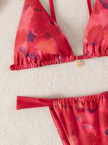 Women's Summer Beach Tie-Dye Sexy Bikini Set (Random Print) Red Bikini Set - Multicolor - View 5