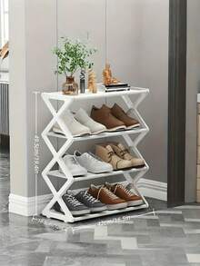 1 Stück 4-stufiges X-förmiges staubdichtes Schuhgestell, platzsparend, Schuhschrank aus Stahlrohr, einfache Montage ohne Werkzeug für Zuhause, Studentenwohnheim, Veranda, Büro, staubdichtes Design für Eingangsbereich, Flur, Schlafzimmer, Muss-haben - Verschiedenfarbig - Übersicht 3