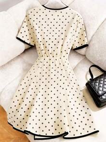 Resyla Đầm chấm bi thanh lịch dành cho nữ, thích hợp cho mùa xuân/hè. - Nhiều màu - Xem 2