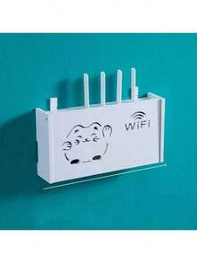 1个免钻孔电视盒壁挂架，壁挂式路由器、WiFi设备收纳架，带线缆管理和散热功能 - 白色 - 查看 7