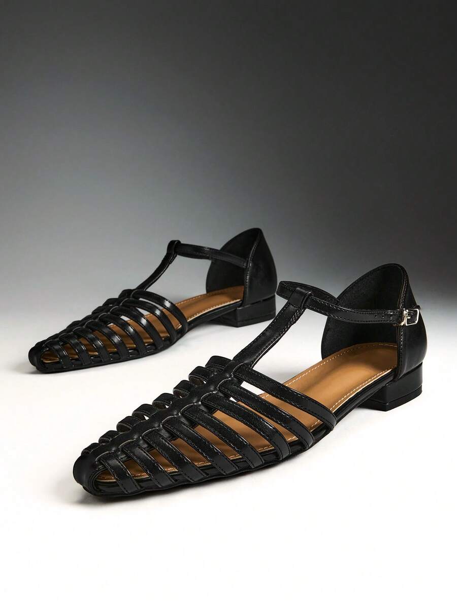 Solezae Women's Comfortable Fisherman Flats, Suitable For Spring/Summer Everyday Wear - Black - View 1