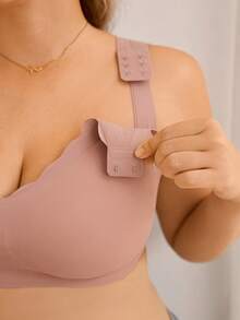 Moonlight&Mama Plus Size Seamless Maternity & Nursing Bra With Wavy Trim - Mocha Brown - View 2
