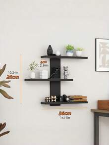 1pc Multi Layer Fiberboard Wall Mounted Storage Shelf Space Saving Multifunctional Display Rack For Office Home Decor For Statue Figurine Collectible Ornament Beautiful Practical Home Organization Wall Shelf Gift - Black - View 8