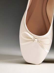 Solezae Women's Casual Elegant Comfortable Satin Ballet Flats - Beige - View 6
