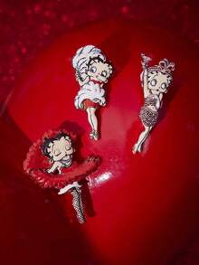 Betty Boop x SHEIN 3 PCS New Creative Cartoon Pattern Brooch Set, IP Joint Design, Lovely Personalized, Simple And Generous, Can Also Be Used As Bags, Wear Accessories, Suitable For All Kinds Of Parties, Concerts, Festivals, Exquisite Gifts - Multicolor - View 4