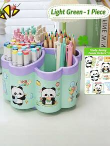 1pc 360° Rotating Cute Pen Holder, Large Capacity Multi-Function Desktop Stationery Storage Box, Polished PVC Material, Embedded Installation, Lightweight & Portable, 360° Rotation, Desktop Storage Box, Pencil Box, Pen Holder, Plush Pencil Box, Cute Pencil Box, Office Desk Storage Box, Material, Marker Pen Storage Box - Multicolor - View 11