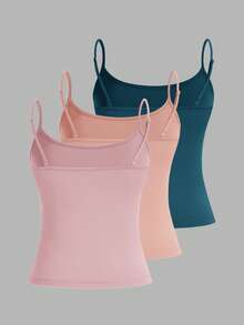 SHEIN EZwear 3pcs/Set Casual Slim Fit Camisole Tops For Women, Suitable For Summer,Summer Top - Multicolor - View 2