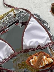 Swim Mod Bộ bikini nữ thời trang mùa hè 2026, họa tiết sọc và chấm bi, thích hợp cho bãi biển, tiệc bể bơi, thanh lịch, cổ điển, kỳ nghỉ, hẹn hò. - Nhiều màu - Xem 4