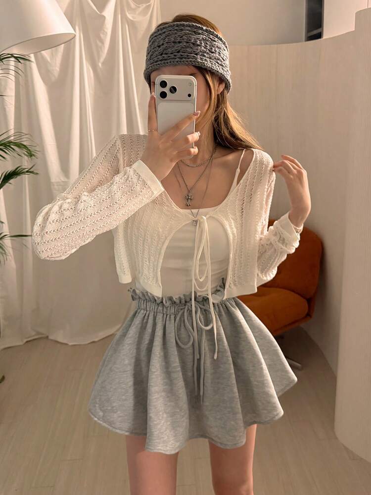 Women's Solid Color Twist Sheer Casual Long Sleeve Cardigan