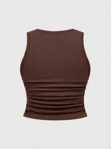 ROMWE Fairycore Plus Size Dark Mysterious Sun Moon Star Print Vest, Spring/Summer - Brown - View 2