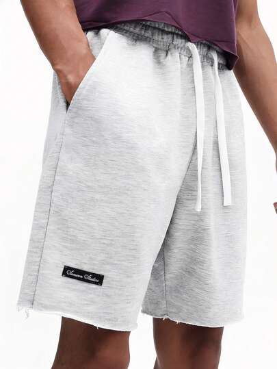 SUMWON Men's Heathered Jersey Drawstring Casual Shorts With Side Pockets For Summer Everyday Wear