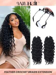 Boho Braids Human Crochet Hair In 100% Remy Human Hair Water Wave Natural Black Crochet Human Hair Extensions Feather Line Crochet Hair Braids Knotless Pre-Seperated Feather Human Hair 18-24 Inch 50G - SNatural - View 13