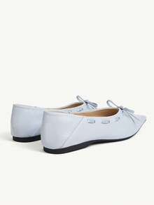 CUCCOO CHICEST 尖头，低鞋面蝴蝶结，平底，舒适百搭，时尚软底，优雅仙女鞋，浅蓝色芭蕾舞女鞋 - 淺藍色 - 查看 12