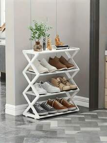 1 Stück 4-stufiges X-förmiges staubdichtes Schuhgestell, platzsparend, Schuhschrank aus Stahlrohr, einfache Montage ohne Werkzeug für Zuhause, Studentenwohnheim, Veranda, Büro, staubdichtes Design für Eingangsbereich, Flur, Schlafzimmer, Muss-haben - Verschiedenfarbig - Übersicht 1
