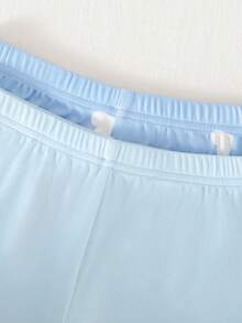 Conjunto de pijama de 4 piezas/2 sets para niñas con cuello de tripulación tejido de alta elasticidad, ajuste ceñido, manga corta y pantalones cortos, con diseño lindo de conejo y corazón, cómodo y suave, gran regalo para adolescentes - Azul - Ver 5