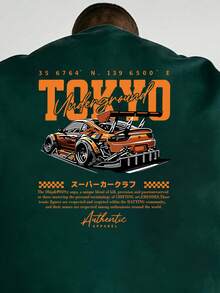 Manfinity Dauomo Camiseta de manga corta casual de hombre con estampado de logo de coche, para verano - Multicolor - Ver 3