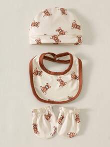 SHEIN Nuevo conjunto de canastilla de primavera/verano para bebé recién nacido, conjunto de pelele para regalo de recién nacidos - Marrón - Ver 7
