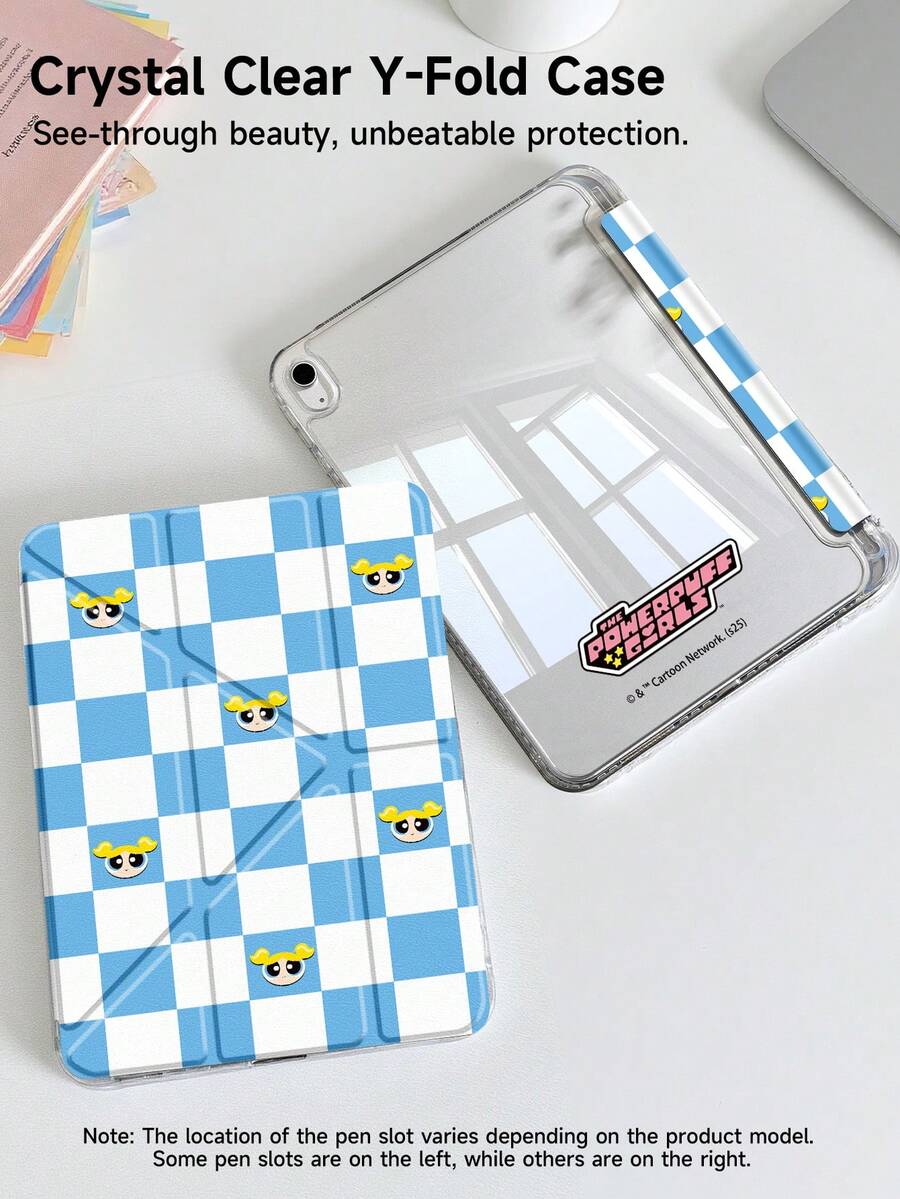 THE POWERPUFF GIRLS X SHEIN Ốp lưng hoạt hình dễ thương, tương thích với iPad (A16) 11 inch thế hệ thứ 11 2025, thế hệ thứ 10, Pro 2020 11 inch, 7/8/9, Galaxy Tab S6 Lite 10.4 inch, chất liệu cao cấp, có tính năng gập 3+Y, chức năng tự động bật/tắt màn hình và ngăn đựng bút tích hợp, chống sốc và thời trang. - Nhiều màu - Xem 1