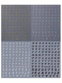 Bộ nhiều tờ sticker dán móng tay chữ cái kiểu cổ điển 3D tự dính, màu trắng, đen, vàng, bạc, dễ sử dụng, bền lâu, thích hợp cho việc tự làm móng, chụp ảnh, dự tiệc, sử dụng hàng ngày, làm quà tặng cho bạn bè, sinh nhật, Giáng sinh. - Nhiều màu - Xem 11