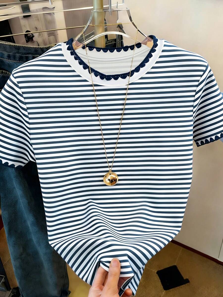 Resyla Women's Casual Slim Fit Striped T-Shirt/Summer - Multicolor - View 1