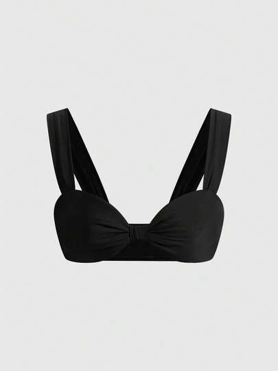 ROMWE Avant Áo bikini nữ màu trơn, kiểu dáng thanh lịch, dây đeo rộng, thích hợp cho kỳ nghỉ biển, mùa hè.