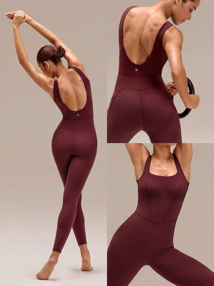 24''FeatherFit™ Tummy Control 2.0 Side Pockets Buttery Soft Gym Yoga Sports Jumpsuit Bodysuit Romper