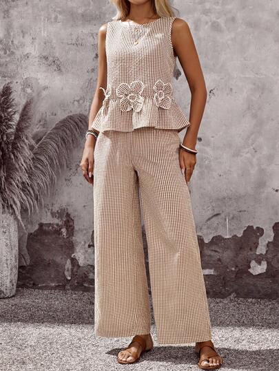 Sylviya Women's Two Pieces Set Summer Outfits For Women Vacation Outfits Woman Going Out Tops Women Vacation Outfits Women Vacation Two Pieces Set Gingham Summer Sets For Women 2 Pieces Summer Outfit,Vacation Resort Style Outfits 2 Piece Set Women Resort Vacation Outfits Women Zante Holiday Outfit Outfit For Beach For Women