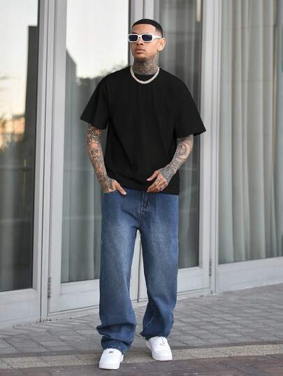 Devon Thys 男士纯色低弹力简约轻薄宽松短袖T恤，夏季百搭