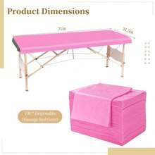 Bộ 100 tấm ga trải giường dùng một lần, kích thước 31" x 71", ga trải giường massage bằng vải không dệt, thoáng khí, thích hợp cho spa, massage, làm đẹp và xăm hình (Màu hồng) - Nhiều màu - Xem 6