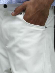 Manfinity Roghcode Men's Minimalist Solid Color Slant Pocket Casual Wide Leg Pants Wide Leg - White - View 4