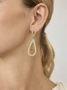 MOTF PREMIUM Pre18K Gold Diamond Light Luxury Personalized Niche Earrings - Golden water drop earrings - View 3