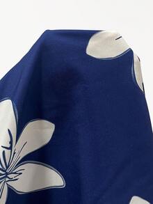 Clasi Blusa de camisa blanca con hombros descubiertos y manga dividida - Azul - Ver 7