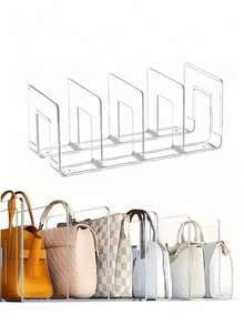 1 2 3 4 PCS Large Capacity Clear Purse Bag Organizer Multi Functional Closet Drawer Shelf Separator L Shaped Space Saver Storage Box For Bedroom Bathroom Office Car Transparent Makeup Holder For Small Handbags Only Popular Must Have - Clear - View 9