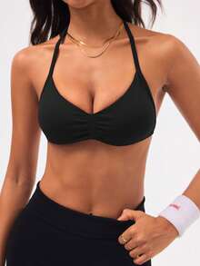 Velisys Velisys 2pcs Women Minimalist Solid Color Seamless Sports Bra - Multicolor - View 3